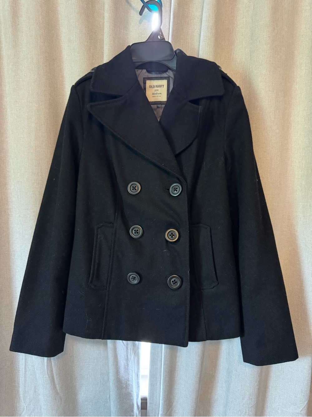 Old Navy Black Double-Breasted Peacoat
